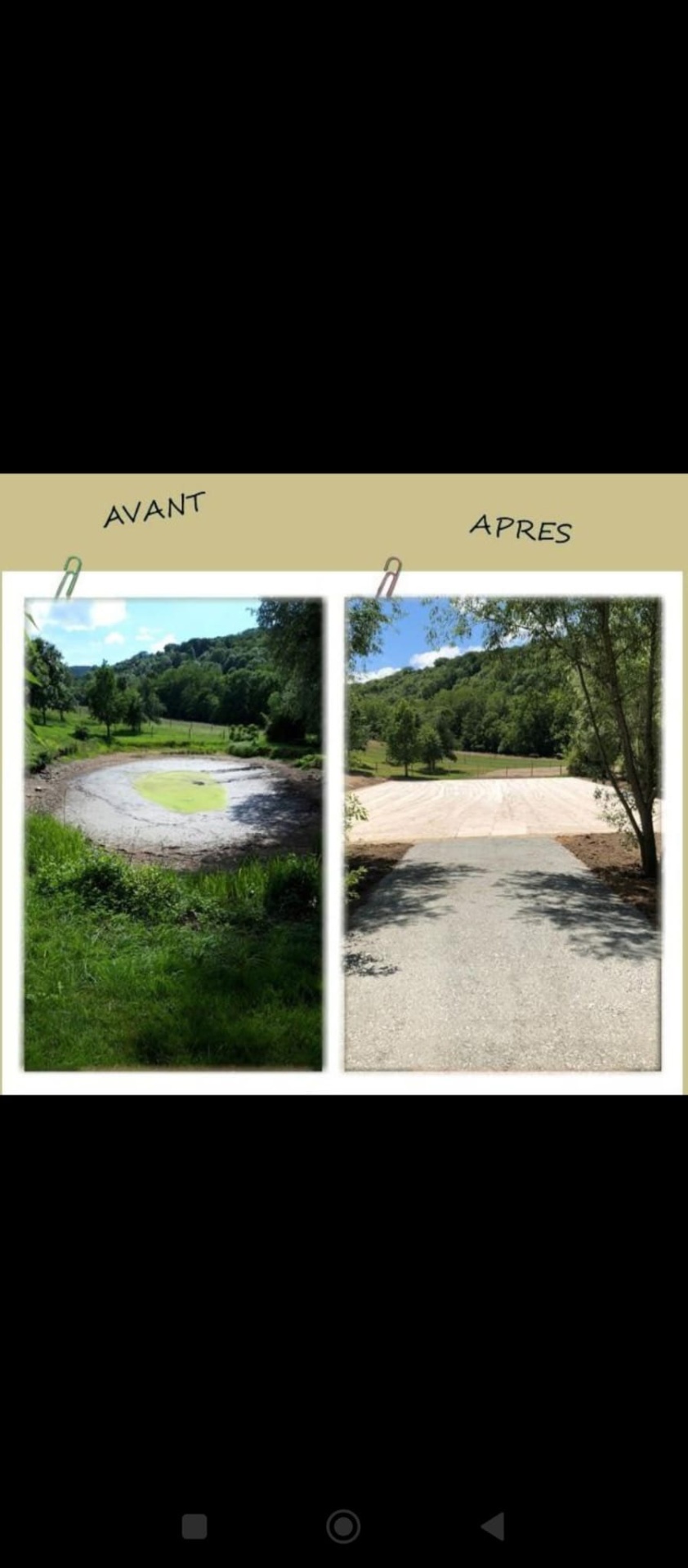 Comblement & plateforme — avant / après — Terrassement réalisé par Corsica TP, France